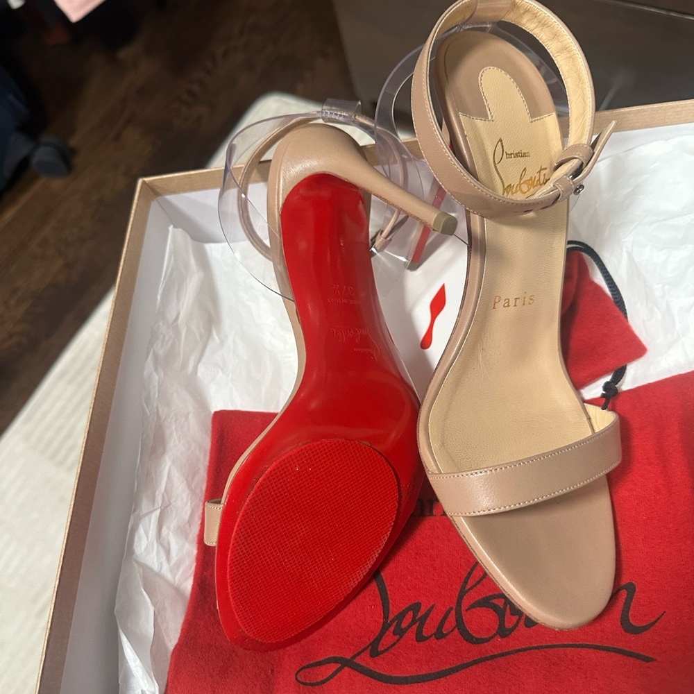 Christian Louboutin Beige Heels with Red Soles